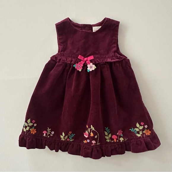 Gymboree 6-12 Months Baby Girl Burgundy Dress Floral Cardigan Set Outfit - Picture 2 of 6